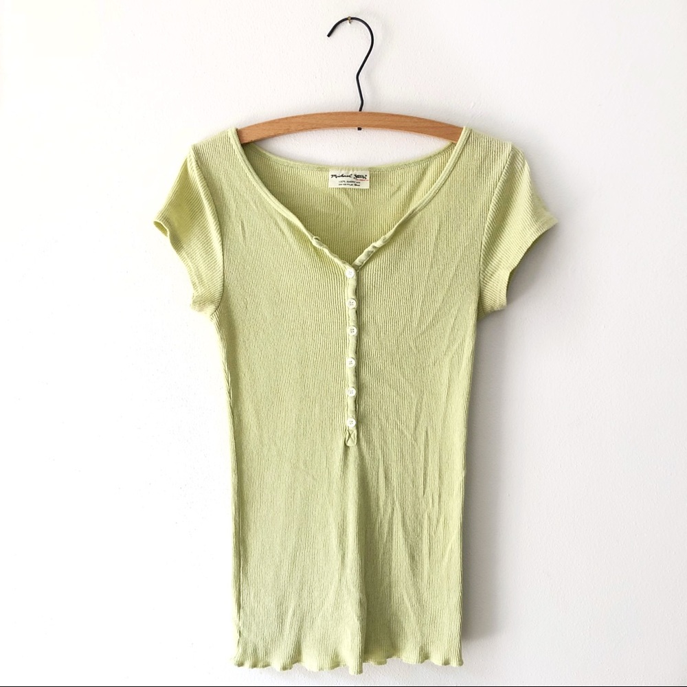 Michael Stars Short Sleeve Henley Tee T Shirt Top